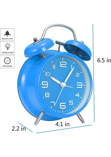 4,5 Inç Sessiz Gece Işıklı Küçük Saat, Pille Çalışan, Metal Çerçeve 3D Kadran, Yatak Odası, Başucu, Masa, (Mavi) (Yurt Dışından) fiyatları