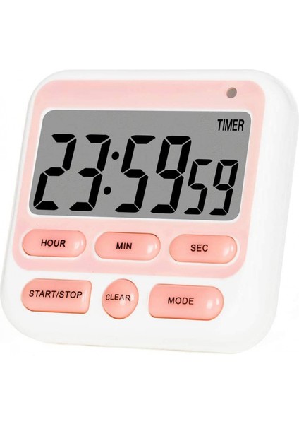 Dijital Mutfak Zamanlayıcısı, Açma/kapama Anahtarı, 12/24 Saat Saati ve Sessiz Zamanlayıcılar, Geniş LCD Ekran, Yüksek Sesli Alarm ve Güçlü Mıknatıs (Pembe) (Yurt Dışından)