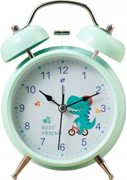 Öğrenciler, Çocuklar ve Yetişkinler Için 4 Inç Metal Parlak Sevimli Alarm Saati Sessiz Alarm Saati (Yeşil) (Yurt Dışından)