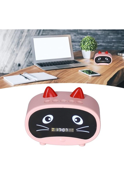 Dijital Çalar Saat Hoparlörü, Sıcaklık Göstergeli Karikatür Kedi Çalar Saat, Çift Çalar Saat, Bluetooth Hoparlör, Radyo, Yatak Odası Ofisi Için Eller Serbest Çağrı (Pembe) (Yurt Dışından) fırsatları