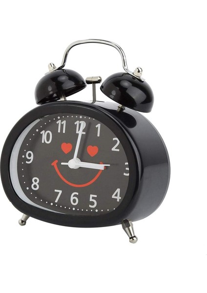 Sessiz Yüksek Sesli Alarm, Sevimli Plastik Şık Retro Çalar Saat, Ev Dekorasyonu Yatak Odası Için Ağır Uyuyanlar (Siyah) (Yurt Dışından)