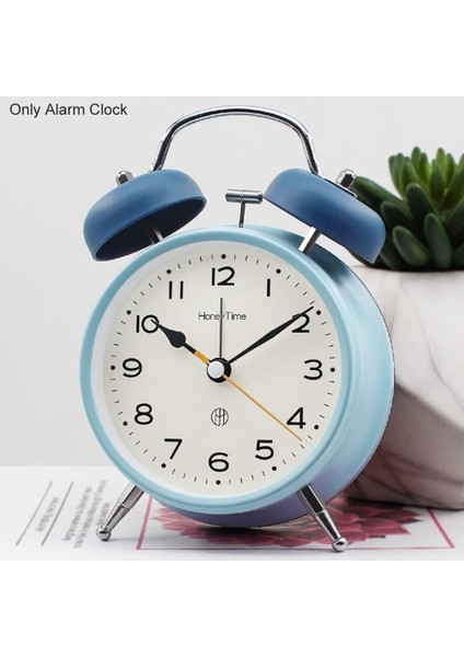 Ikiz Zil Çalar Saat, Retro Ikiz Zil Süper Yüksek Alarm Saati, Pille Çalışan, Ağır Uyuyanlar Için Süper Yüksek Sesli Alarm Saati, Arkadan Aydınlatmalı Başucu ile Pille Çalışan (Açık (Yurt Dışından)