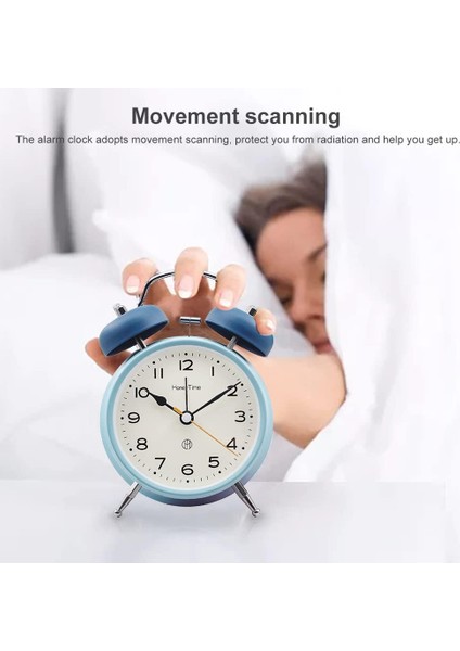 Ikiz Zil Çalar Saat, Retro Ikiz Zil Süper Yüksek Alarm Saati, Pille Çalışan, Ağır Uyuyanlar Için Süper Yüksek Sesli Alarm Saati, Arkadan Aydınlatmalı Başucu ile Pille Çalışan (Açık (Yurt Dışından)