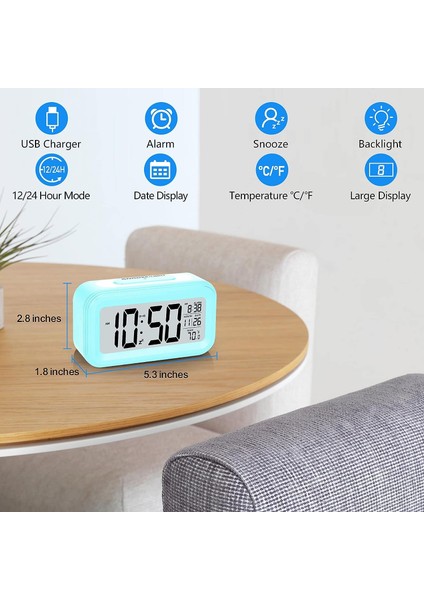 Erkek Çocuklar Için Çalar Saat, Çocuklar Için Dijital Çalar Saat, Geniş Ekranlı Yükseltilmiş LCD Çalar Saatler, Akıllı Gece Lambası, 12/24 Saat, Iç Mekan Sıcaklığı, Yatak Odası Sey (Yurt Dışından) fiyatları