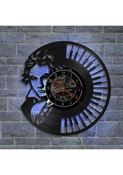 Müzik Vinil Plak Duvar Saati - Piyano Prensi, Anahtar Desenli LED Işık Duvar Saati - Vinil Saat - Oturma Odası Duvar Dekoru - Müzik Aşığı Için Benzersiz Hediyeler (Yurt Dışından)