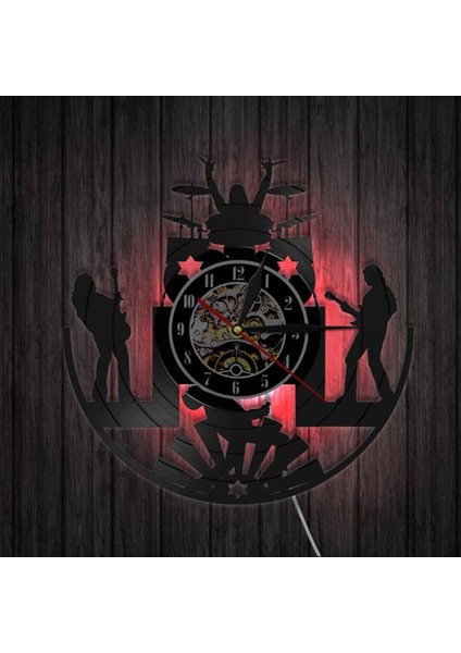 Müzik Vinil Kayıt Duvar Saati -Moda Müzik Grubu Enstrümanları LED Işık Duvar Saati -Vinil Saat -Oturma Odası Duvar Dekoru - Müzik Aşığı Için Benzersiz Hediyeler (Yurt Dışından)