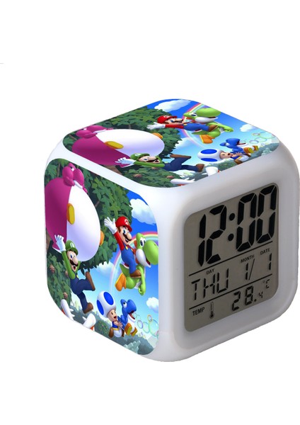 R-Timer Super Mario Bros 7 Renk Değiştirilebilir Dijital Çalar Saat, Zaman, Sıcaklık, Alarm, Tarih (Yurt Dışından)
