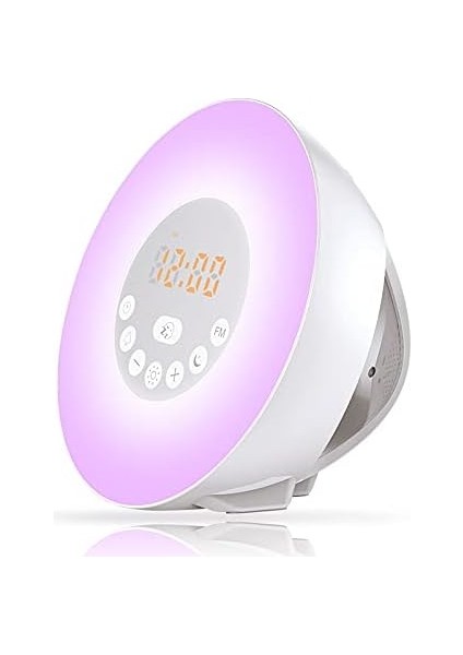 Gün Doğumu Saati – Gün Batımı Işıklı Çalar Saat – Yatak Odası Için Renk Değiştiren Saatli Radyo – LED Dijital Ekran – Gece Lambası ve Başucu Lambası Olarak Ideal – 40 Istasyonlu Fm (Yurt Dışından)