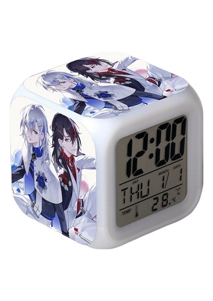 Anime Çalar Saat Tek Parça LED Kare Saat Zaman, Sıcaklık, Alarm, Tarih ile Dijital Çalar Saat (Yurt Dışından)