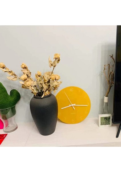 Modern Duvar Saatleri Vintage Stil Yuvarlak Cam Duvar Saati, Mutfak Için Duvar Dekor Saatleri, Ofis, Retro Asılı Saat, Ev Dekorasyonu 12 Inç - Sarı (Yurt Dışından)