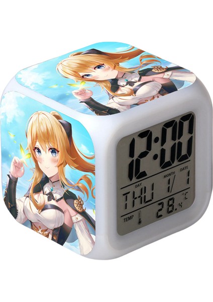 Game Yuanshen Çalar Saat LED Kare Saat Zaman, Sıcaklık, Alarm, Tarih ile Dijital Çalar Saat (Yurt Dışından)