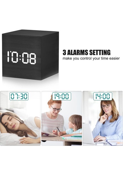 Mini Dijital Çalar Saat, 3 Alarm Ayarı, 12/24SAAT, Erteleme, Alarm Sesi ve Parlaklığını Kontrol Ediyor, Yatak Odası, Başucu, Masa, Çocuklar Için Ahşap LED Saatler, Siyah (Yurt Dışından) fiyatları