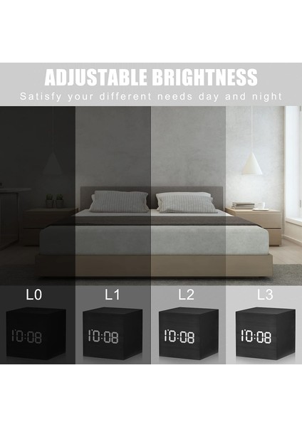 Mini Dijital Çalar Saat, 3 Alarm Ayarı, 12/24SAAT, Erteleme, Alarm Sesi ve Parlaklığını Kontrol Ediyor, Yatak Odası, Başucu, Masa, Çocuklar Için Ahşap LED Saatler, Siyah (Yurt Dışından) modelleri