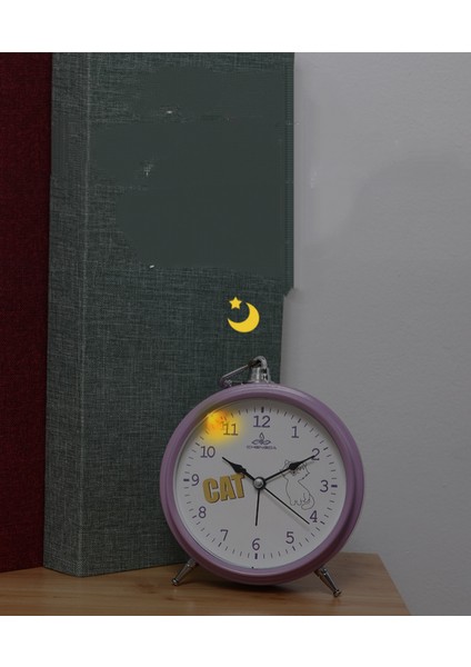 Öğrenciler, Çocuklar ve Yetişkinler Için Parlak Sevimli Saatli 5,6 Inç Basit Metal Sessiz Başucu Çalar Saat (Mor) (Yurt Dışından) modelleri