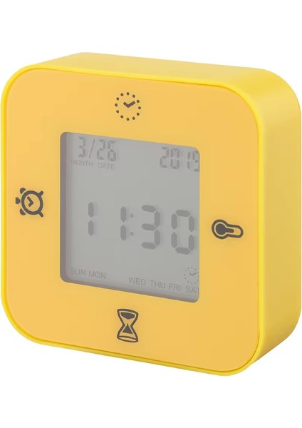 Saat/termometre/alarm/zamanlayıcı, 4 Fonksiyonlu Masa Saati (Sarı) (Yurt Dışından)