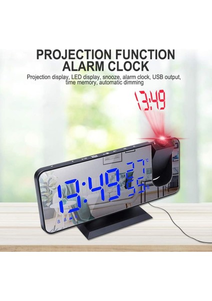 ?ki USB ?arj Ba?lant? Noktas?na Sahip ?alar Saat, LED Yans?tma, Dijital ?alar Saat, Erteleme I?levi, 180 Derece D?nen Projeksiyon Saati, S?cakl?k ve Nem G?stergesi, 4 Seviyeli Kara (Yurt Dışından)