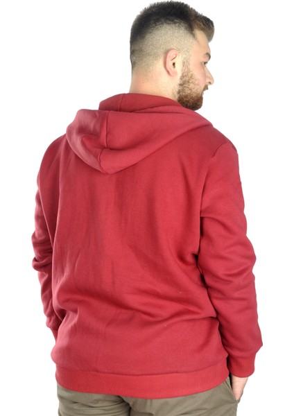 Erkek Sweat Kapşon Fermuarlı Keep On 22533 Bordo
