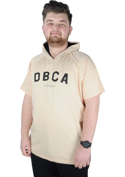 Mode Xl Büyük Beden Tshirt Kapşonlu Dbca 22119 Bej