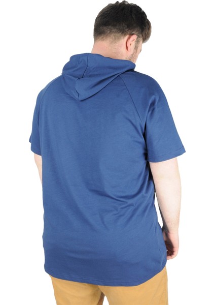 Mode Xl Büyük Beden Tshirt Kapşonlu Dbca 22119 Indigo