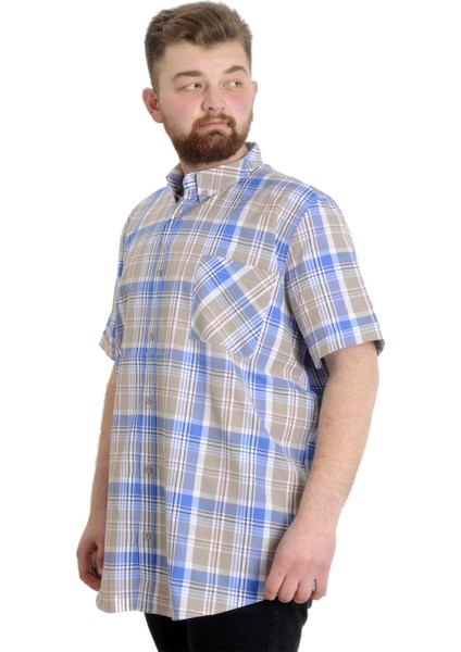 Büyük Beden Erkek Gömlek Ekose Kısa Kollu 23301 Kum fiyatları