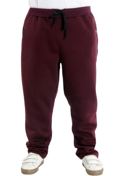 Büyük Beden Eşofman Altı Fermuarlı Düz Paça 22507 Mürdüm