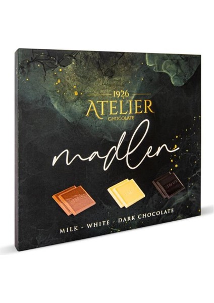 1926 ATELİER CHOCOLATE Kutulu Madlen Çikolata Sütlü Bitter Beyaz