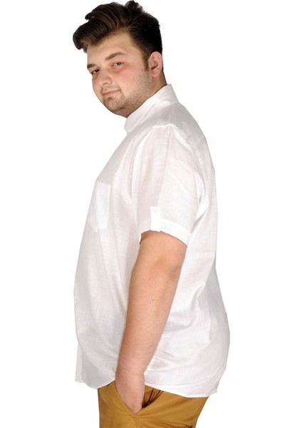 Mode Xl Büyük Beden Keten Likralı Gömlek Cepli 20389 fiyatları