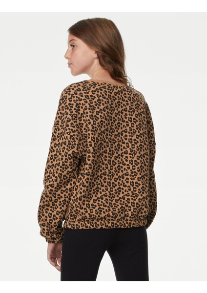 Marks & Spencer Leopar Desenli Yuvarlak Yaka Sweatshirt