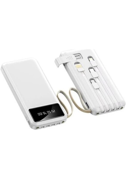 10.000 Mah Powerbank 4 Çıkışlı LED Göstergeli Hızlı Şarj Fener Özellikli