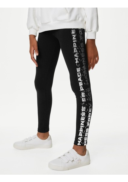 Marks & Spencer Slogan Desenli Legging Tayt