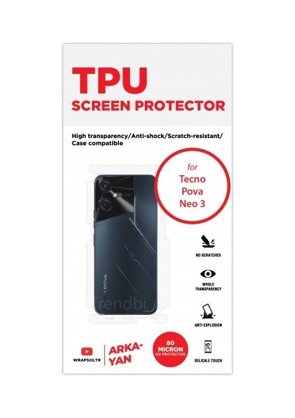 Tecno Pova Neo 3 Arka ve Yan Koruyucu Tpu Film fiyatları