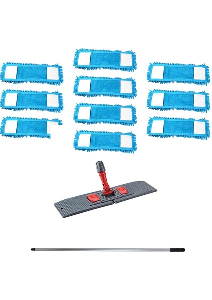 Makarna Şönil Kuru Nemli Palet Tablet Mop Yedek Seti Takımı - 10 Ad 80 Cm. Mop + Mop Tutucu + Sap