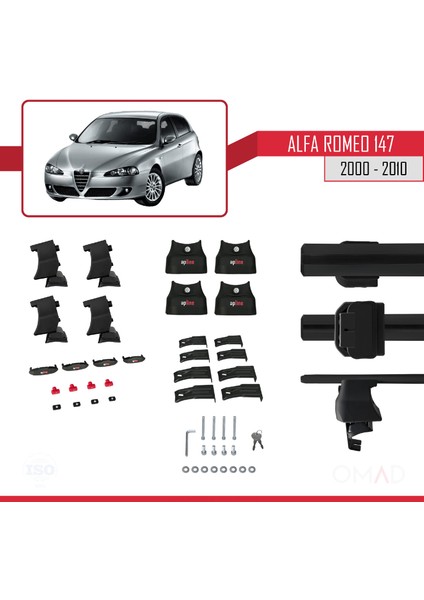 Alfa Romeo 147 2000-2010 Arası ile Uyumlu Ace-4 Ara Atkı Tavan Barı Siyah indirimleri