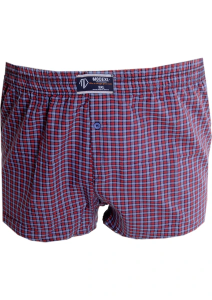 Mode Xl Büyük Beden Erkek Boxer Desenli Poplin 6348 Bordo