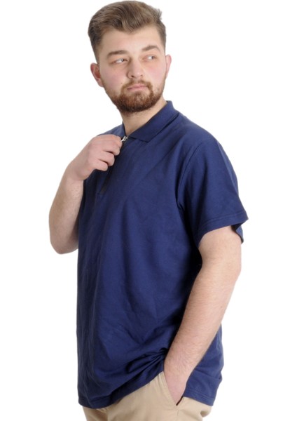 Mode Xl T-Shirt Polo Likralı Fermuarlı Yaka 21029 Indigo fiyatları