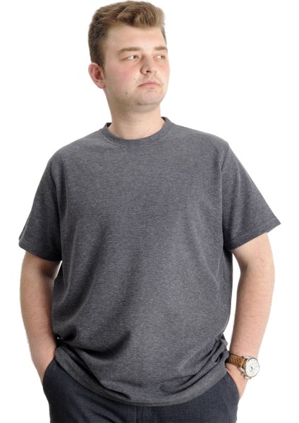 Büyük Beden Erkek T-Shirt Bisiklet Yaka Waffle 20033 Siyah fiyatları