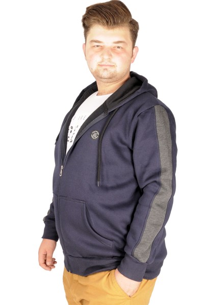 Büyük Beden Erkek Sweatshirt Arm Strap 21503 Lacivert modelleri