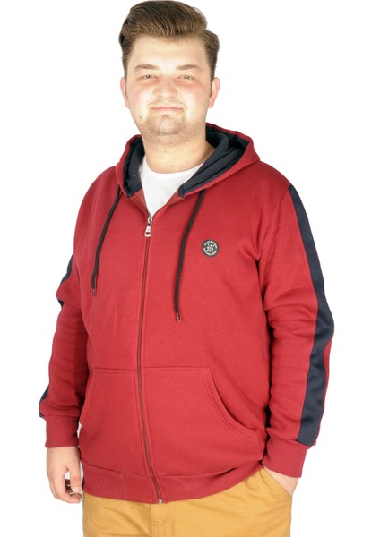 Büyük Beden Erkek Sweatshirt Arm Strap 21503 Bordo