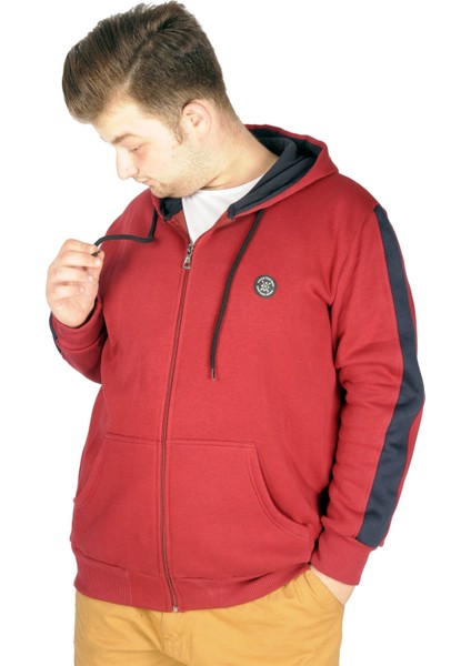 Büyük Beden Erkek Sweatshirt Arm Strap 21503 Bordo modelleri