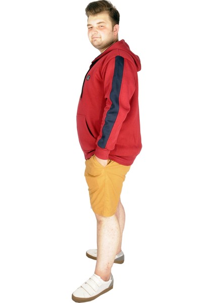 Büyük Beden Erkek Sweatshirt Arm Strap 21503 Bordo indirimleri