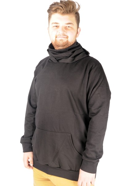 Büyük Beden Erkek Sweatshirt Arm Mask 21505 Siyah