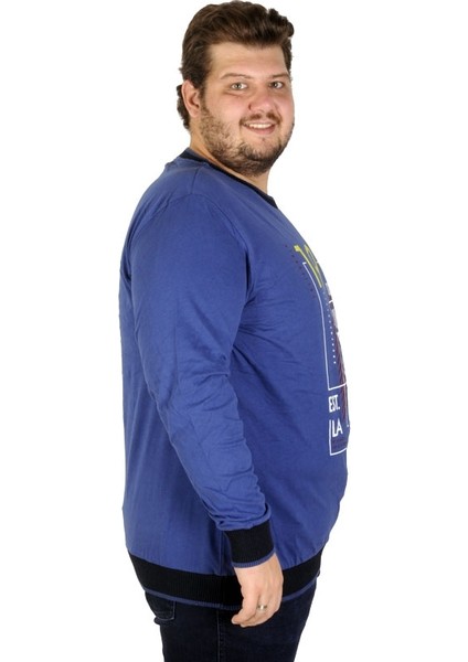 Mode Xl Büyük Beden Erkek Sweatshirt Beach City 19136 Indigo