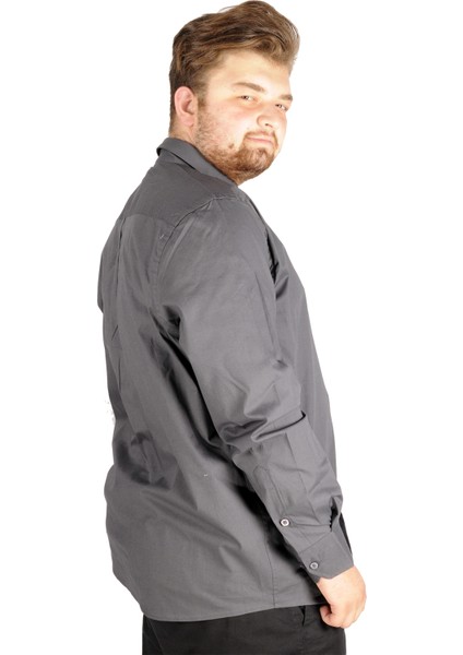 Büyük Beden Erkek Klasik Gömlek Likralı 20351 Füme fiyatları