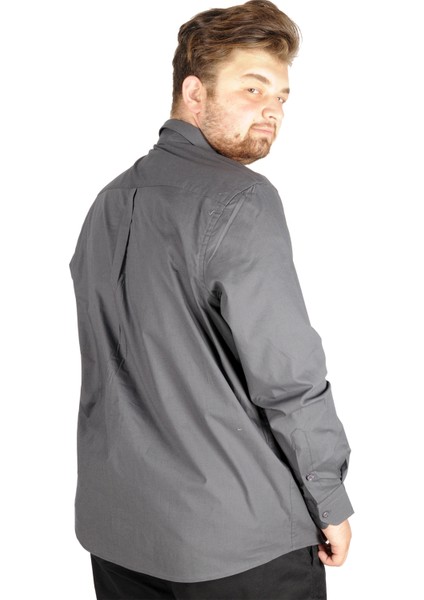 Büyük Beden Erkek Klasik Gömlek Likralı 20351 Füme modelleri