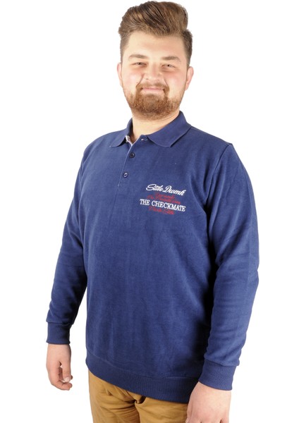 Erkek Sweat Polo Selanik Embroidered 20442 Indigo