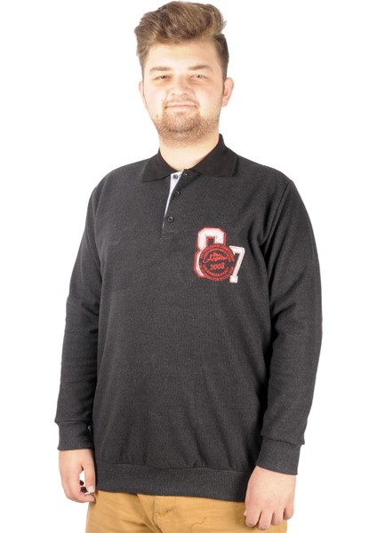 Erkek Sweat Polo Recycle Selanik Losangeles B20420 Antramelanj