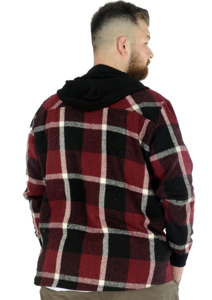 Erkek Sweat Fermuarlı Kapşonlu Kapak Cep Oduncu 21572 Mürdüm