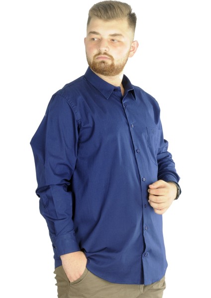 Büyük Beden Erkek Klasik Cepli Gömlek Likralı 20350 Indigo fiyatları