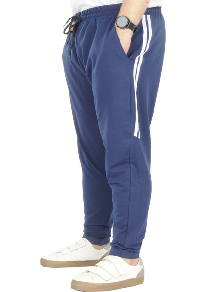 Mode Xl Büyük Beden Eşofman Altı Darpaça Stripe 22509 Indigo