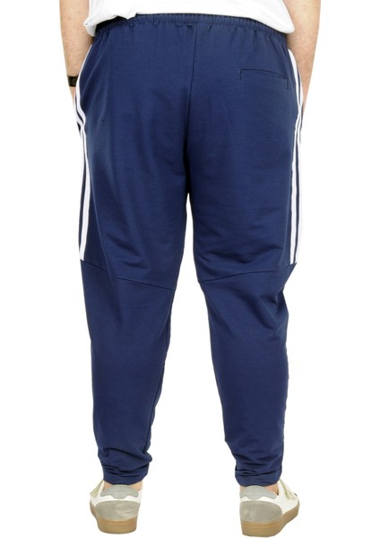 Mode Xl Büyük Beden Eşofman Altı Darpaça Stripe 22509 Indigo